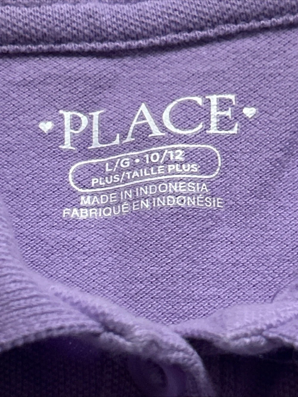 The Children's Place Lilac Short-Sleeve Polo Size 10/12 Plus